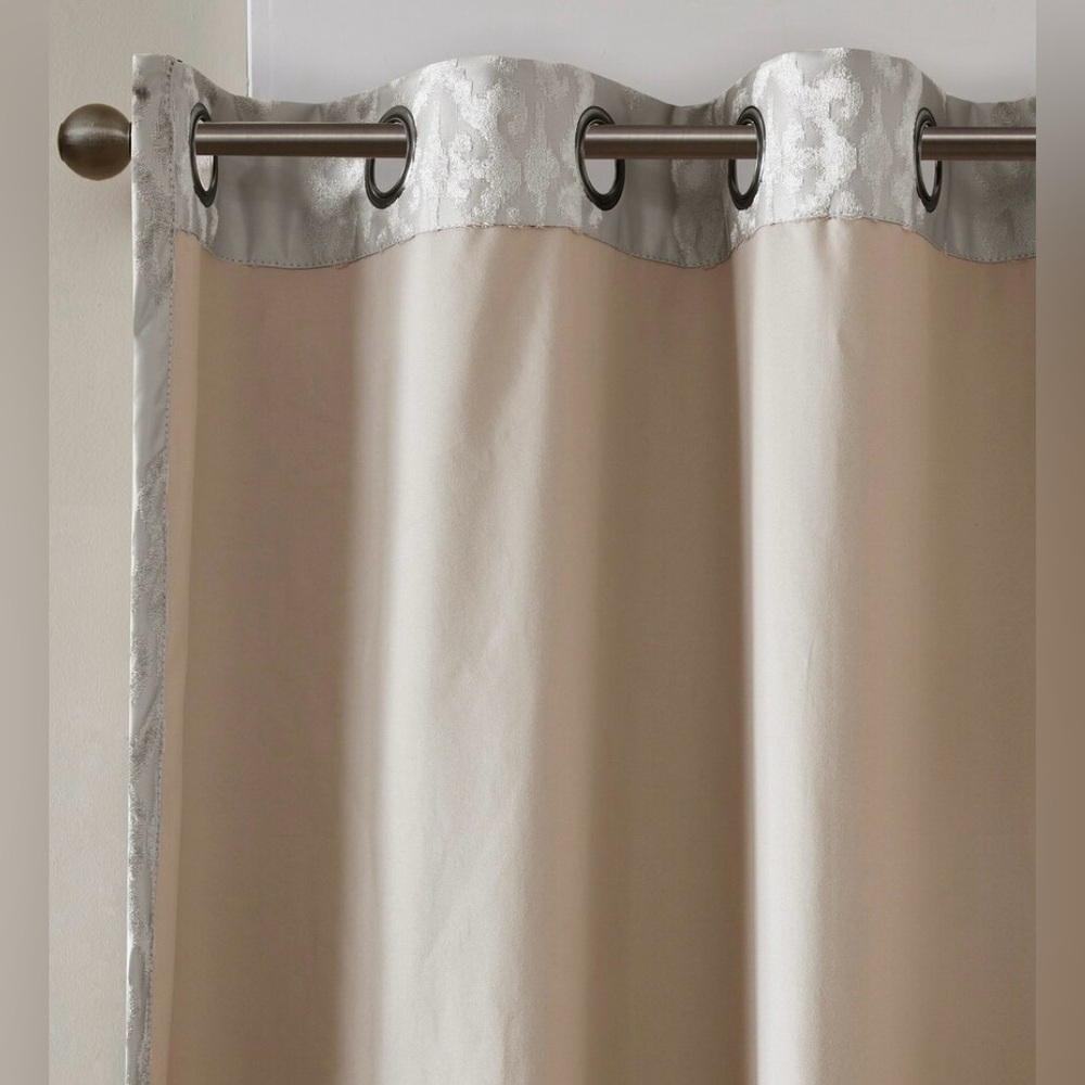 SunSmart Mirage Knitted Jacquard Total Blackout Grommet Window Curtain Panels - Picture 3 of 6